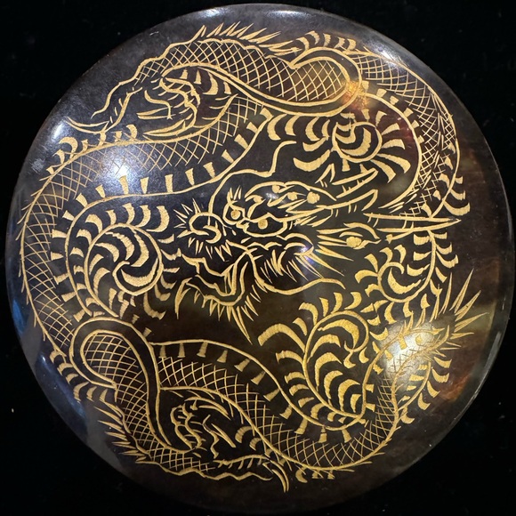 Set of Two Vintage Faux Tortoiseshell Dragon Snuff or Trinket Boxes - Picture 2 of 10